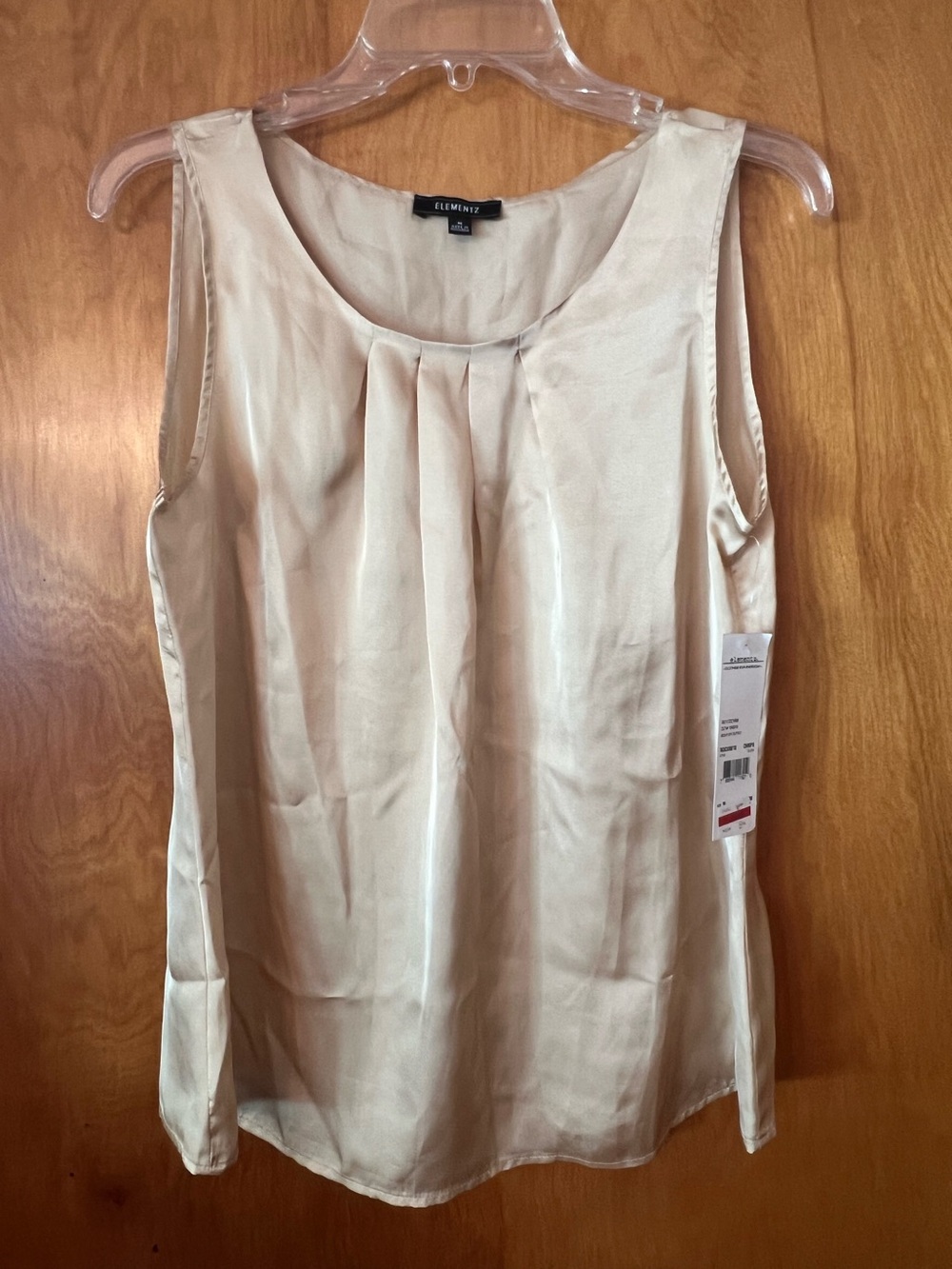 NWT Elementz size medium soft gold pleated bodice tank tops camisole